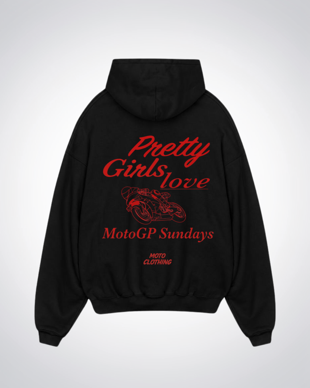 Pretty Girls Love MotoGP Sundays Oversized Hoodie - Black Back (Designed)