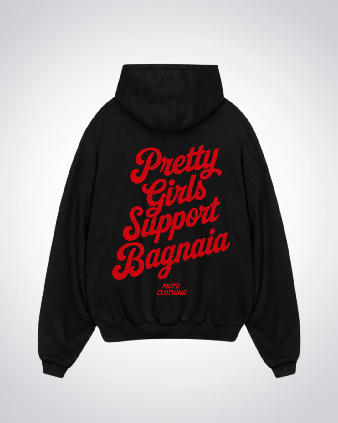 Pretty Girls Support Bagnaia Oversized Hoodie - Black Back (Designed)