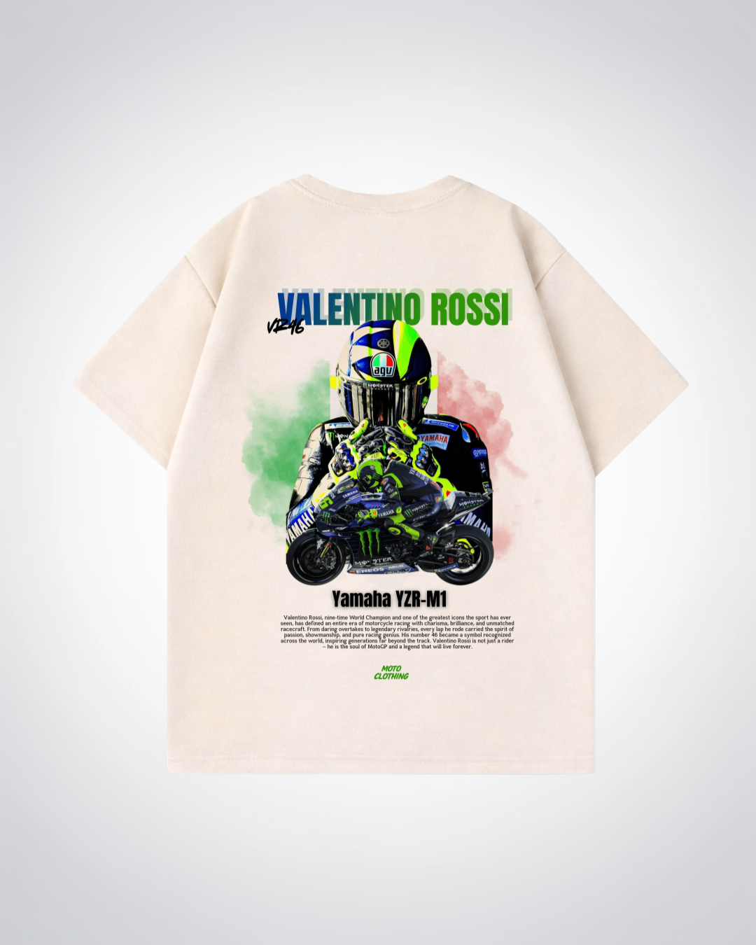 Valentino Rossi Oversized Shirt - Beige Back (Designed)