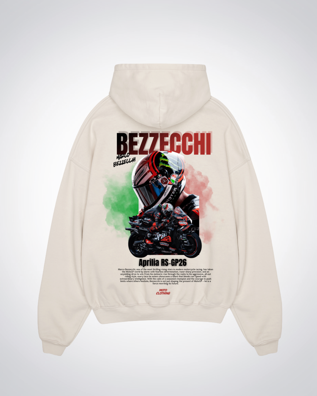 Bezzecchi Oversized Hoodie - Beige Back (Designed)