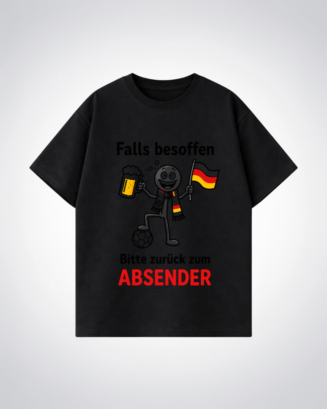 Bitte zurück zum Absender Oversized Shirt - Black Front (Designed)