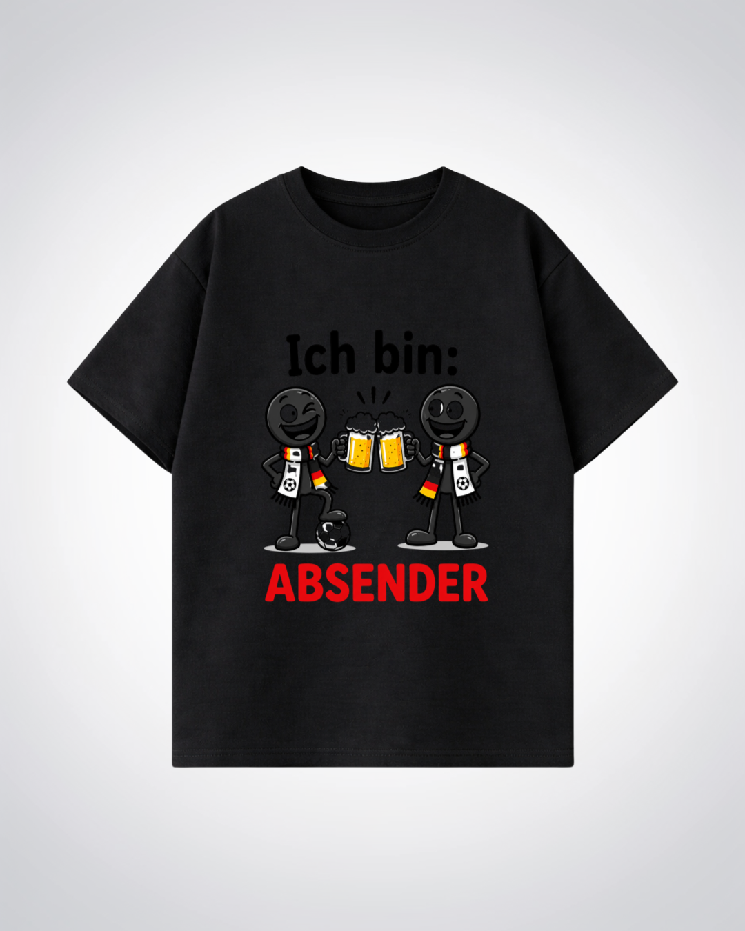 Ich bin Absender Oversized Shirt - Black Front (Designed)