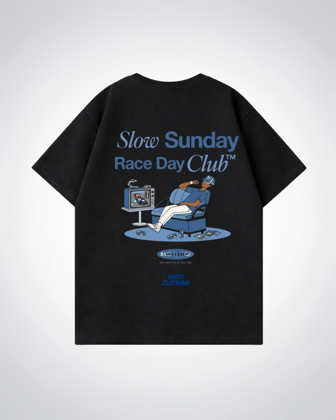 Slow Sunday Race Day Club Oversized Shirt - Black Back (Designed)