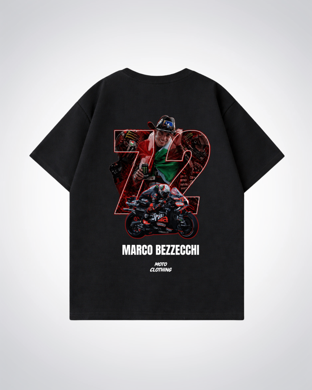 Marco Bezzecchi 72 Oversized Shirt - Black Back (Designed)
