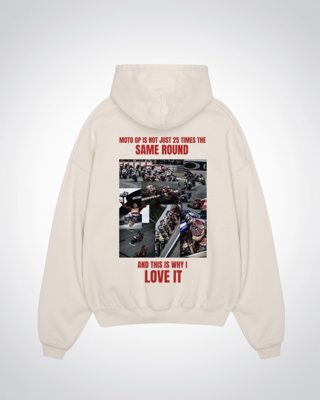 Not 25 times the same Round Oversized Hoodie - Beige Back (Designed)
