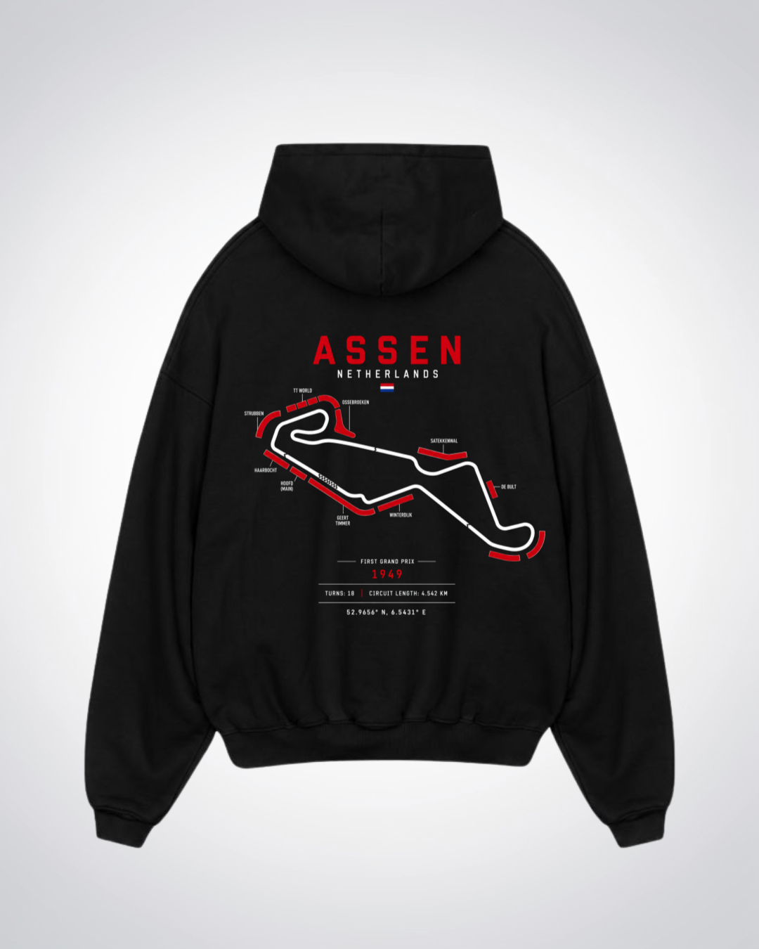 Assen Circuit Oversized Hoodie - Black Back (Designed)