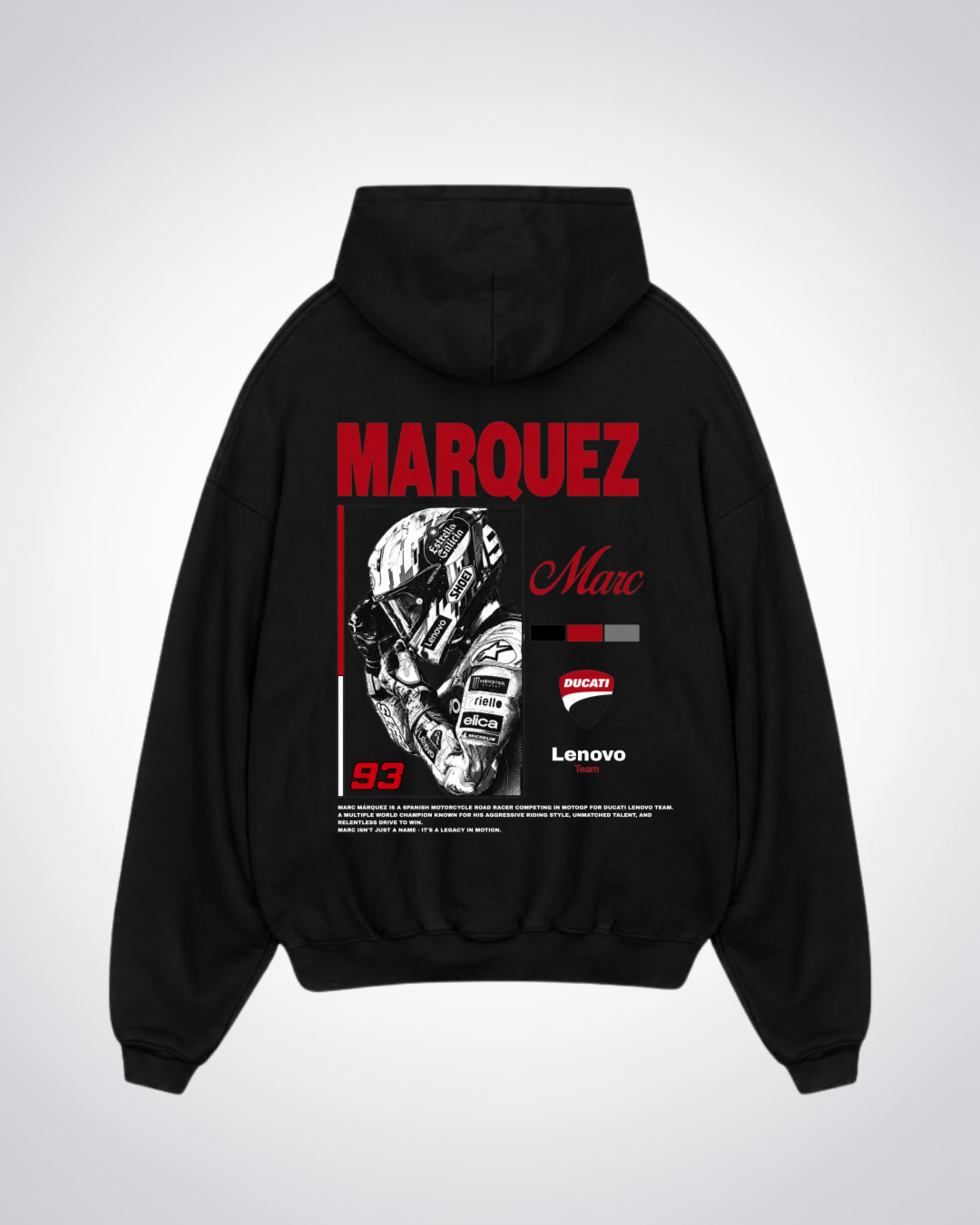 Marquez Oversized Hoodie - Black Back (Designed)