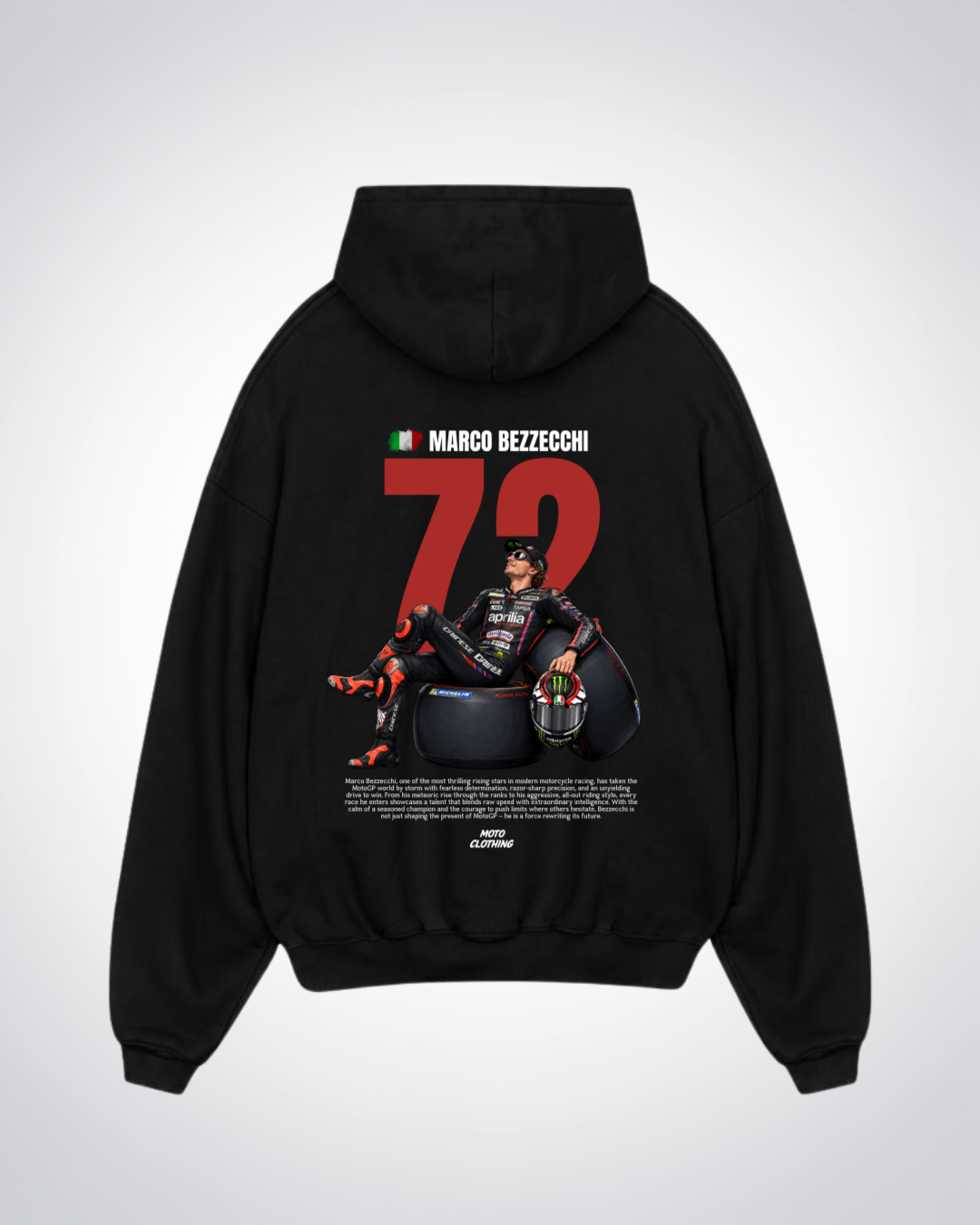Bezzecchi 72 Oversized Hoodie - Black Back (Designed)