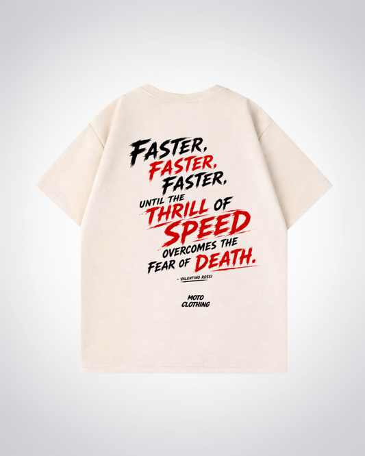 Faster faster faster  Oversized Shirt - Beige Back (Designed)