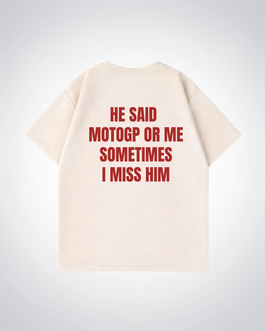 MotoGP or me Oversized Shirt - Beige Back (Designed)