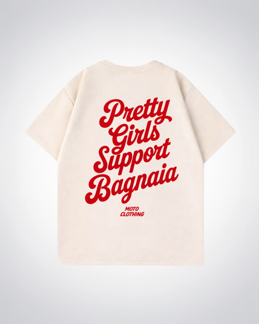 Pretty Girls Support Bagnaia Oversized Shirt - Beige Back (Designed)