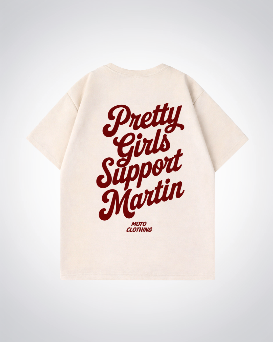 Pretty Girls Support Martin Oversized Shirt - Beige Back (Designed)