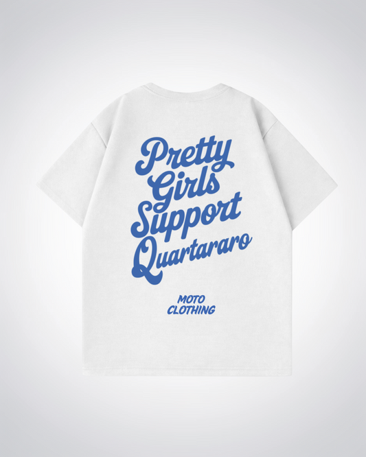 Pretty Girls Support Quartararo Oversized Shirt - White Back (Designed)