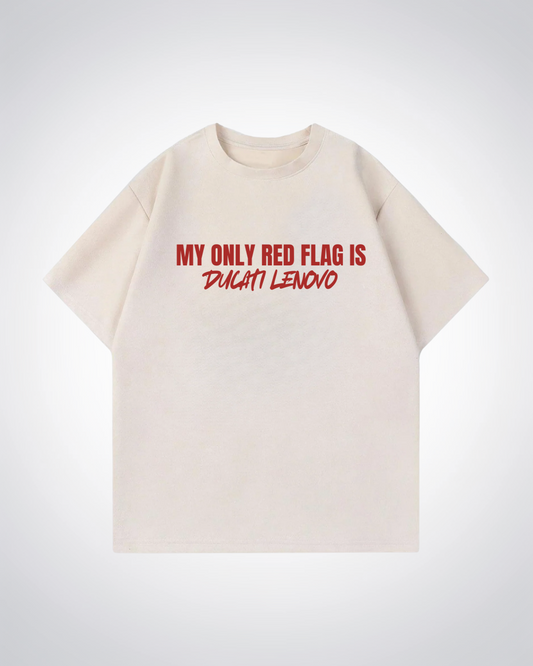 My Only Red Flag Oversized Shirt - Beige Front (Designed)