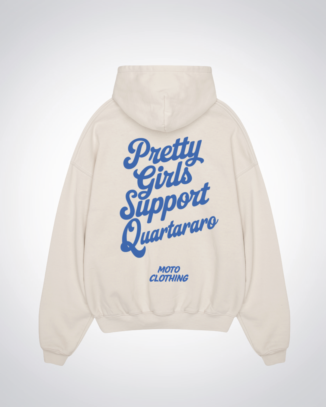 Pretty Girls Support Quartararo Oversized Hoodie - Beige Back (Designed)