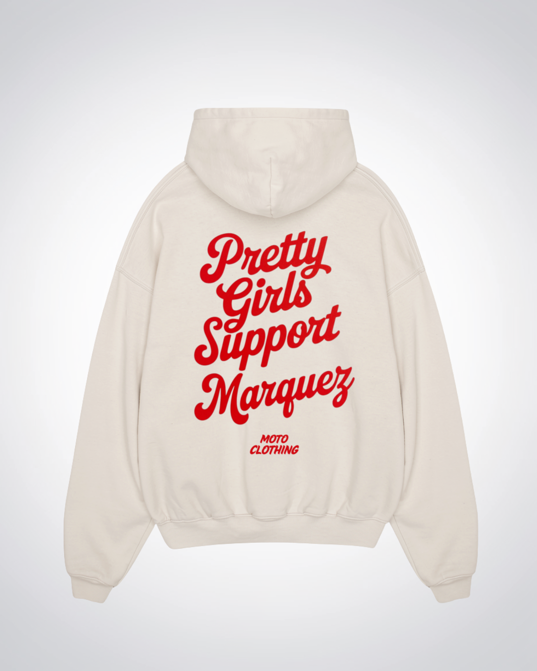 Pretty Girls Support Marquez Oversized Hoodie - Beige Back (Designed)