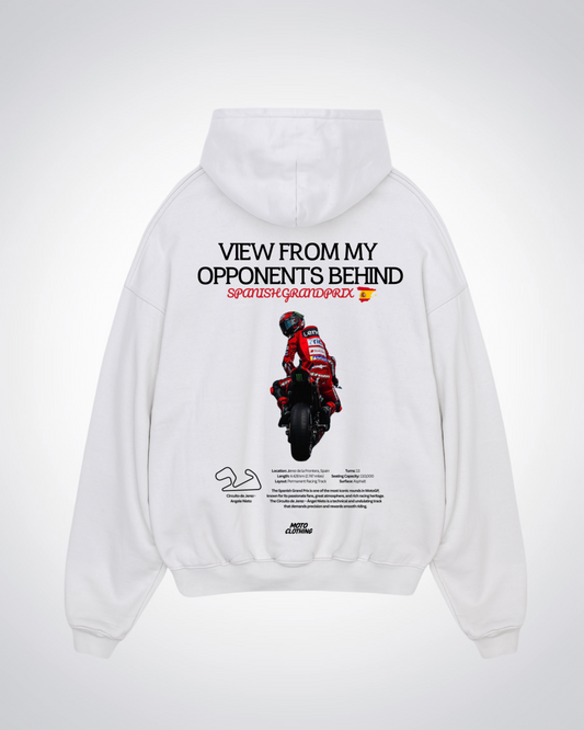 View from my opponents behind Oversized Hoodie - White Back (Designed)