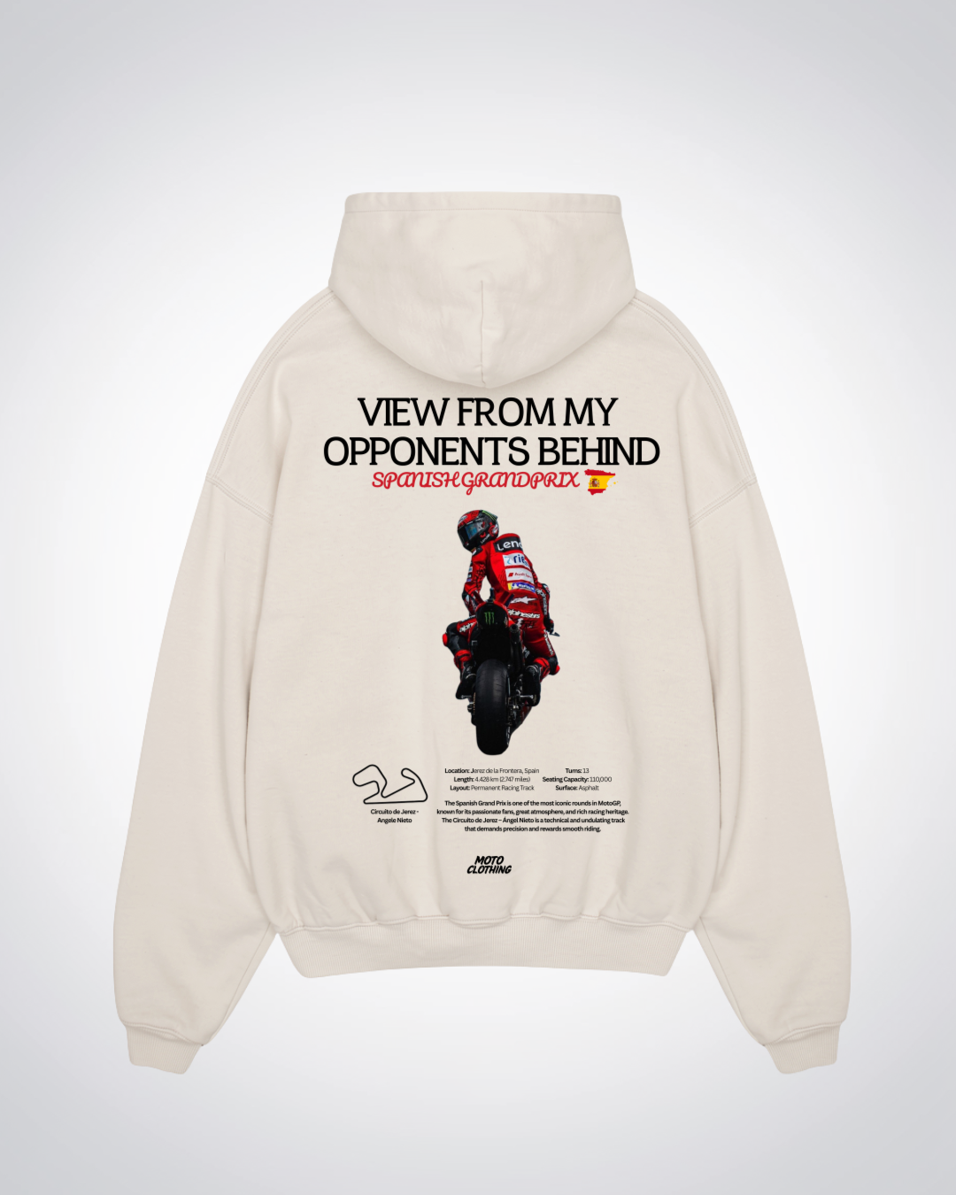 View from my opponents behind Oversized Hoodie - Beige Back (Designed)