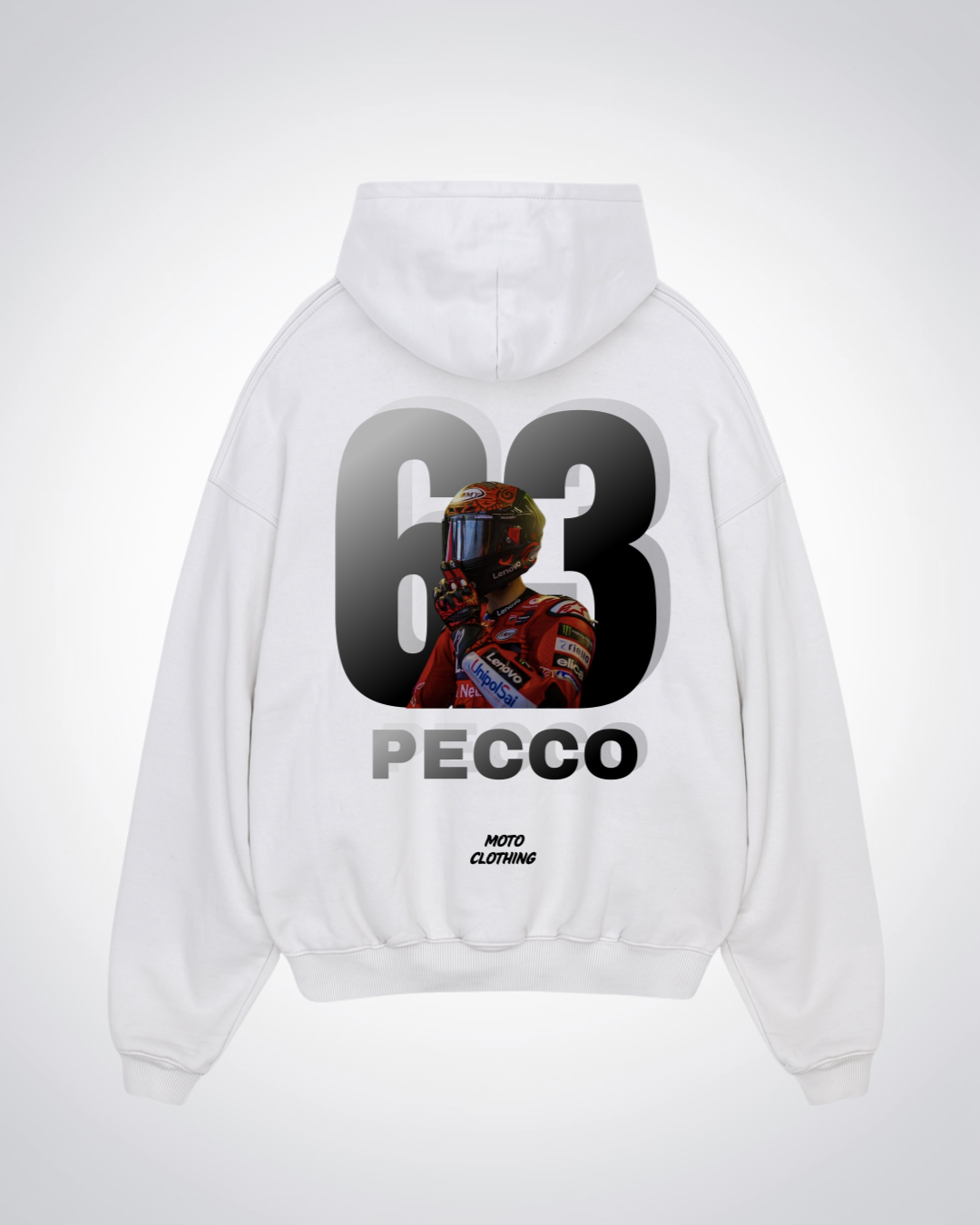 Pecco Oversized Hoodie - White Back (Designed)