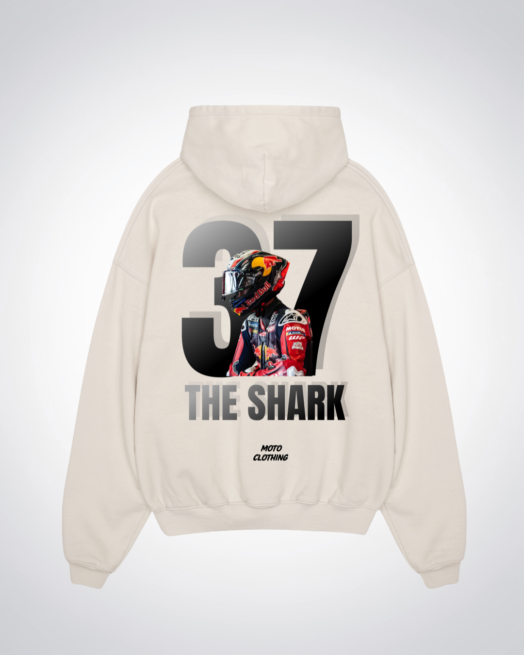 The Shark Oversized Hoodie - Beige Back (Designed)
