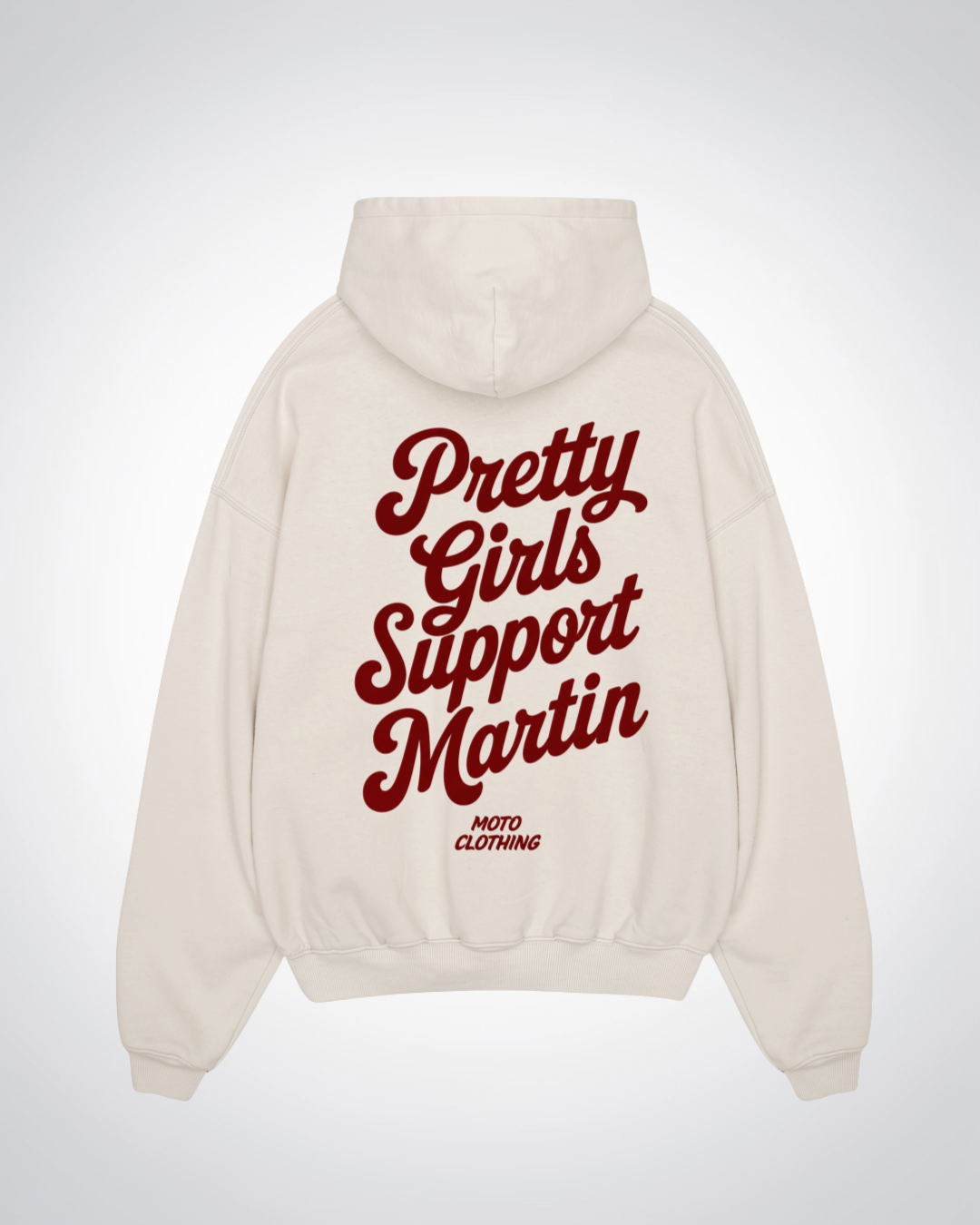 Pretty Girls Support Martin Oversized Hoodie - Beige Back (Designed)