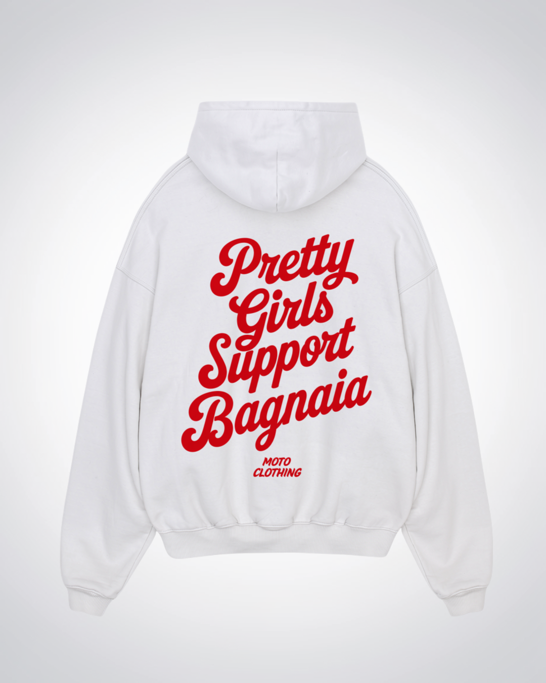 Pretty Girls Support Bagnaia Oversized Hoodie - White Back (Designed)