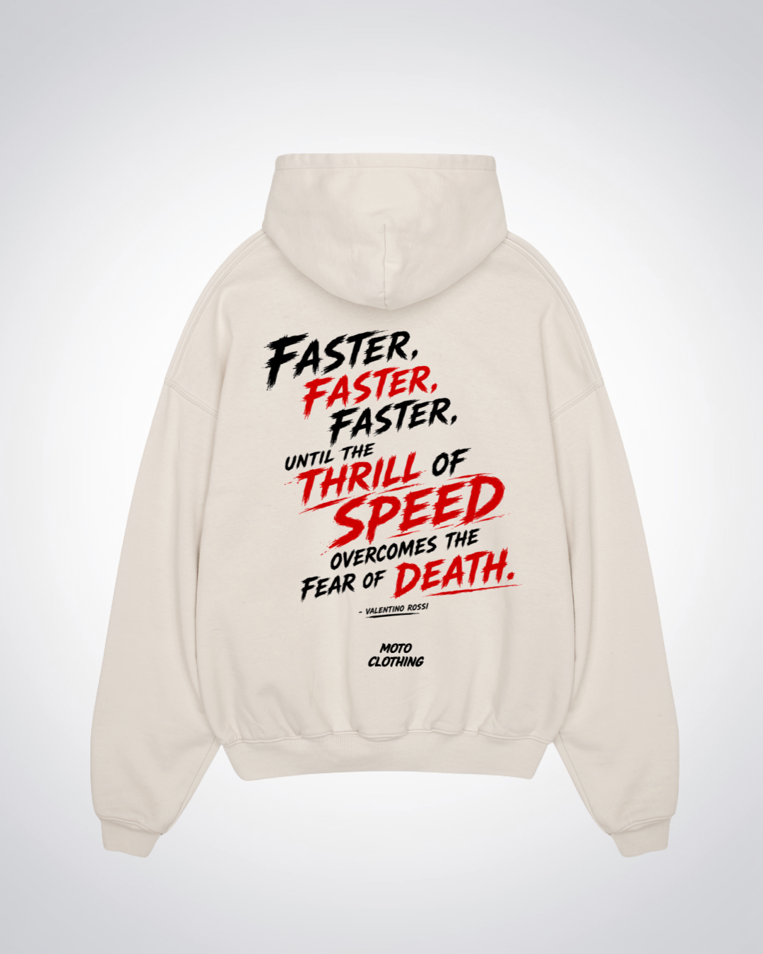 Faster Faster Faster Oversized Hoodie - Beige Back (Designed)