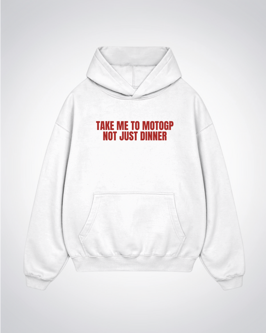 Take me to MotoGP Oversized Hoodie - White Front (Designed)