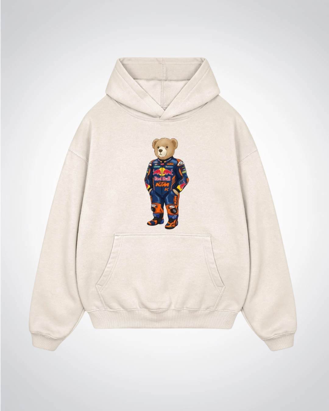 KTMN Polo Bear Oversized Hoodie - Beige Front (Designed)