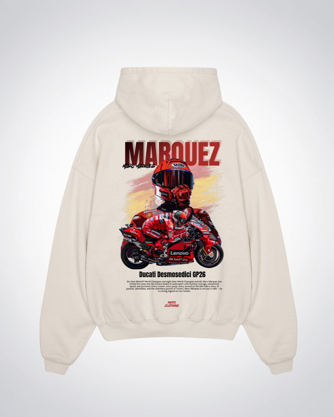Marquez Oversized Hoodie - Beige Back (Designed)