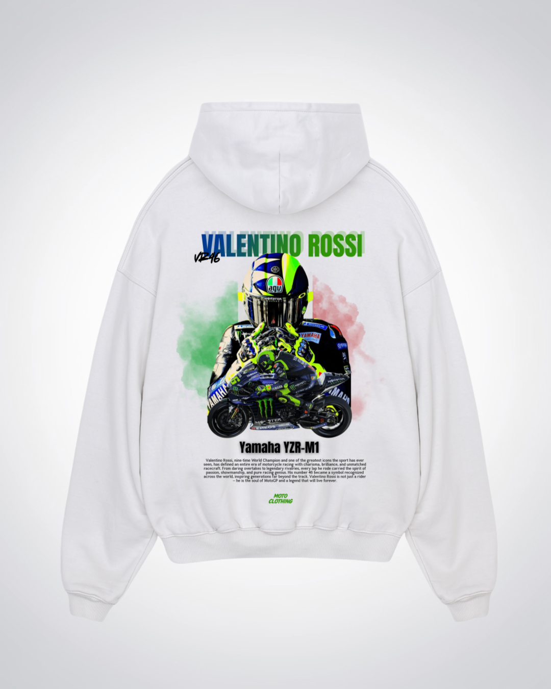 Valentino Rossi Oversized Hoodie - White Back (Designed)