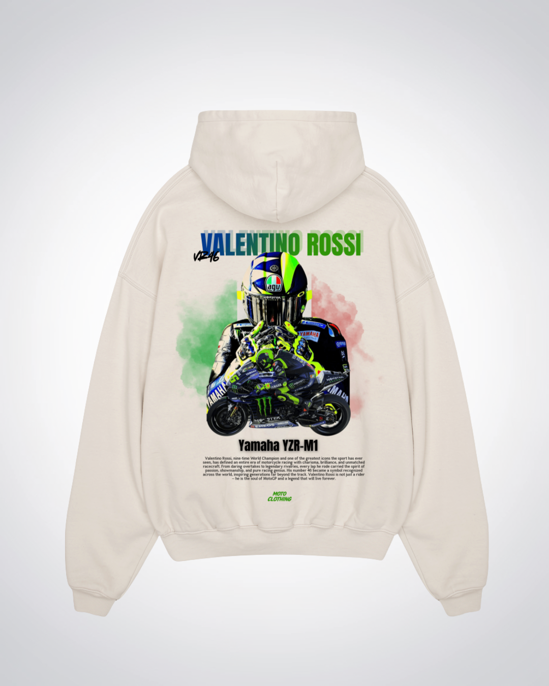 Valentino Rossi Oversized Hoodie - Beige Back (Designed)