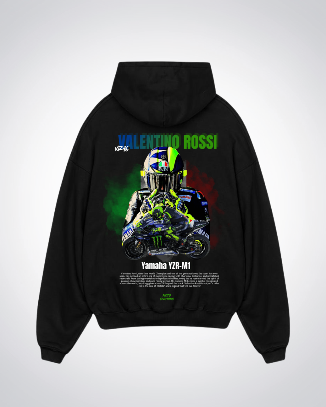 Valentino Rossi Oversized Hoodie - Black Back (Designed)