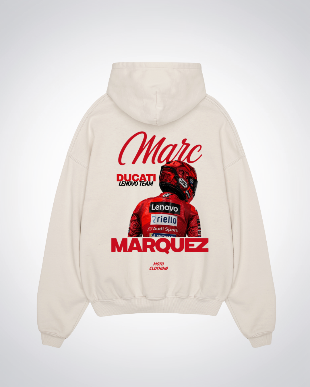 Marquez Oversized Hoodie - Beige Back (Designed)