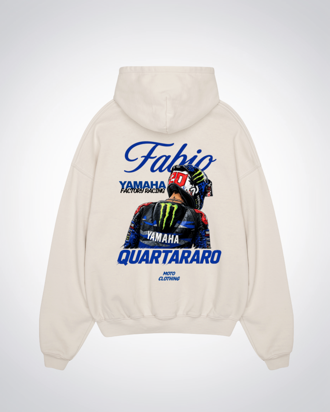 Quartararo Racing Oversized Hoodie - Beige Back (Designed)