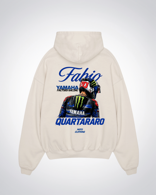 Quartararo Racing Oversized Hoodie - Beige Back (Designed)