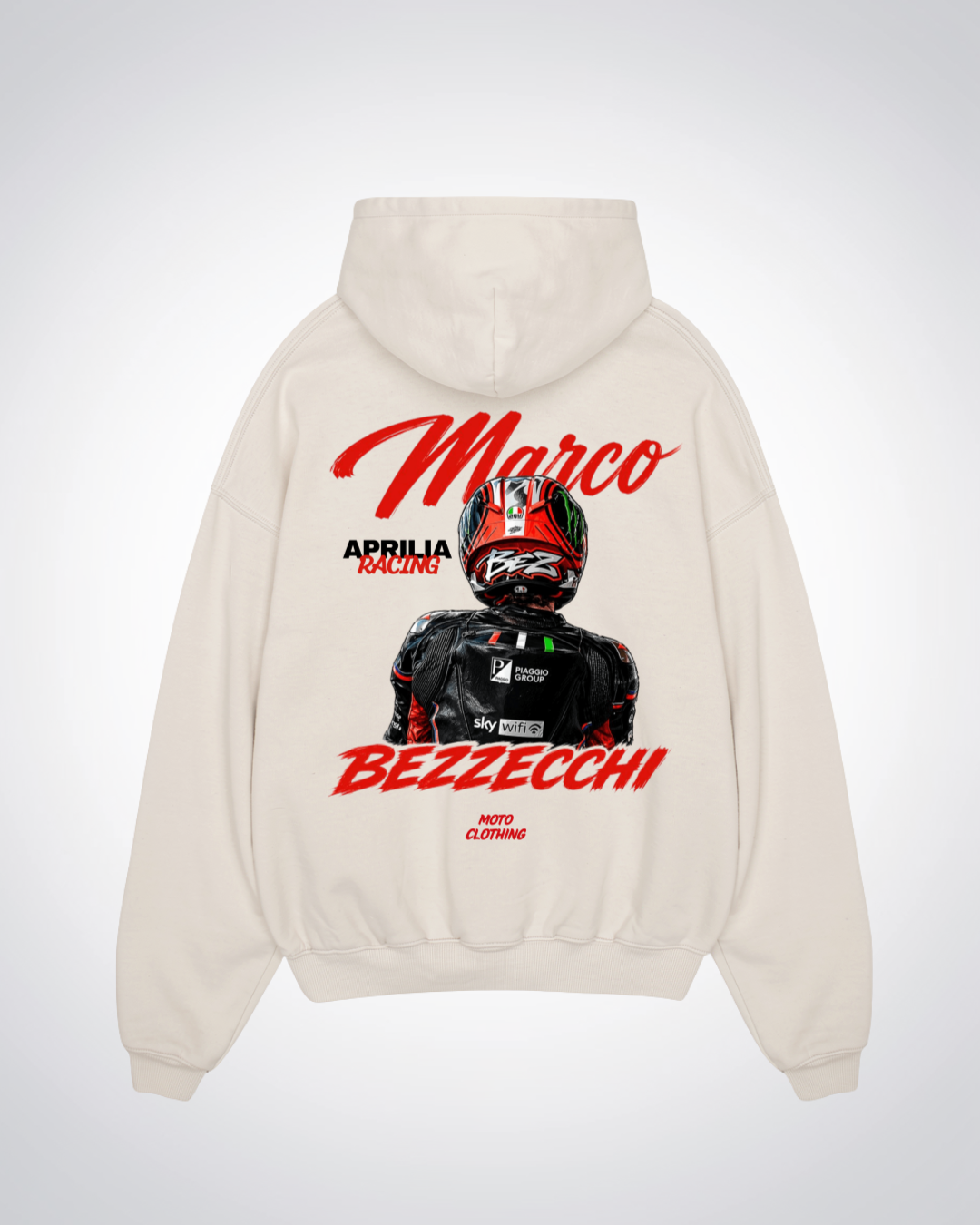 Bezzecchi Racing Oversized Hoodie - Beige Back (Designed)