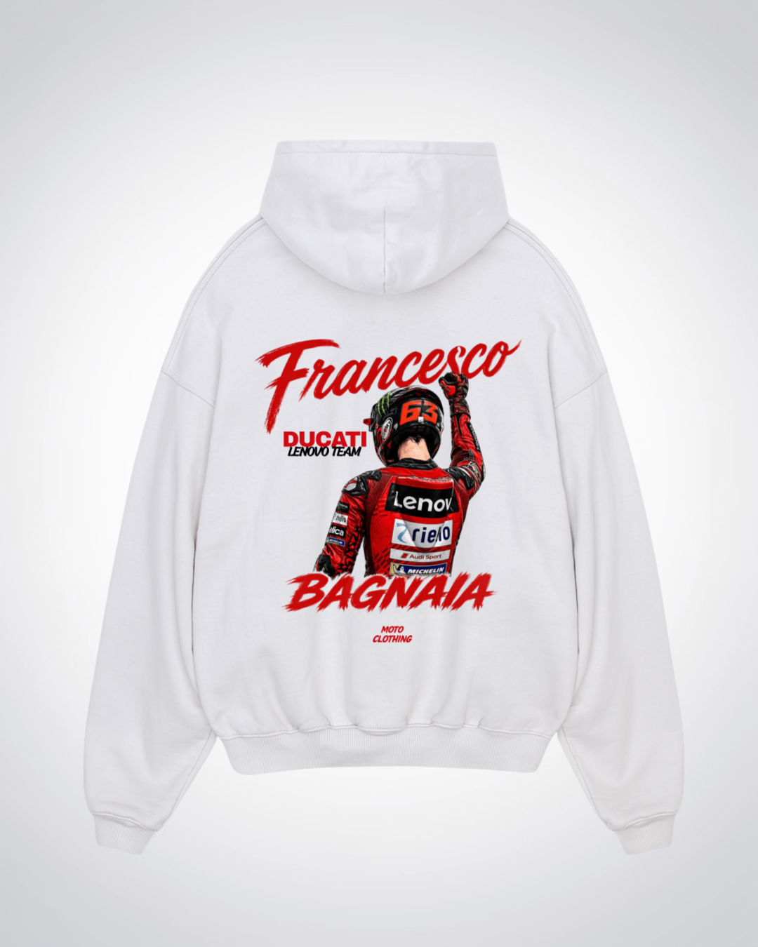 Bagnaia Racing Oversized Hoodie - White Back (Designed)
