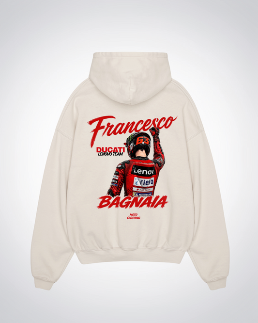 Bagnaia Racing Oversized Hoodie - Beige Back (Designed)
