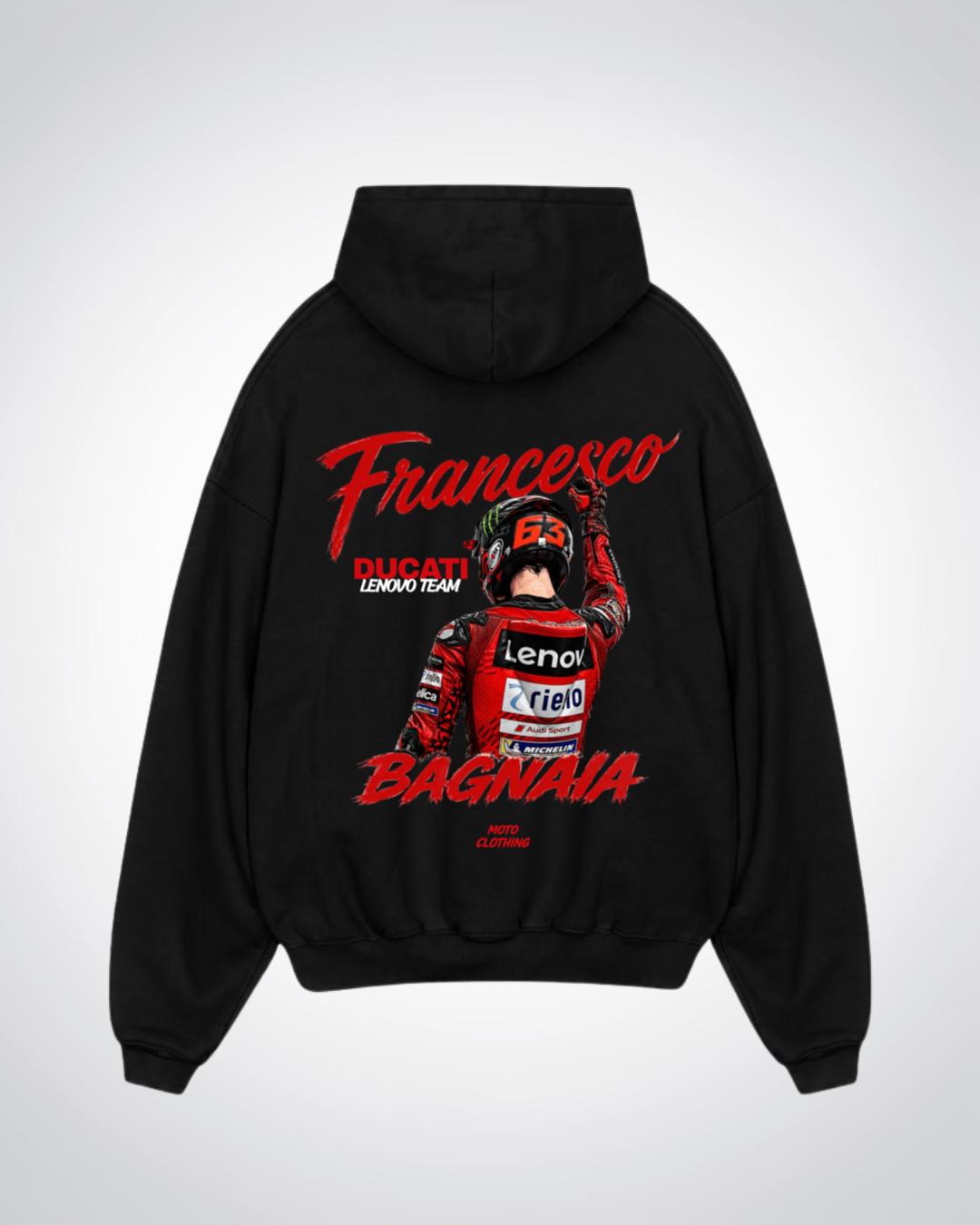 Bagnaia Racing Oversized Hoodie - Black Back (Designed)