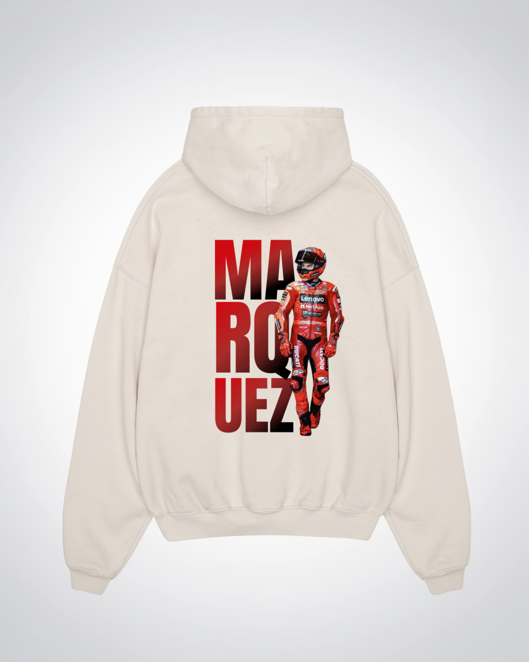 Marquez Oversized Hoodie - Beige Back (Designed)