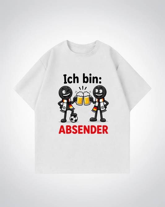 Ich bin Absender Oversized Shirt - White Front (Designed)