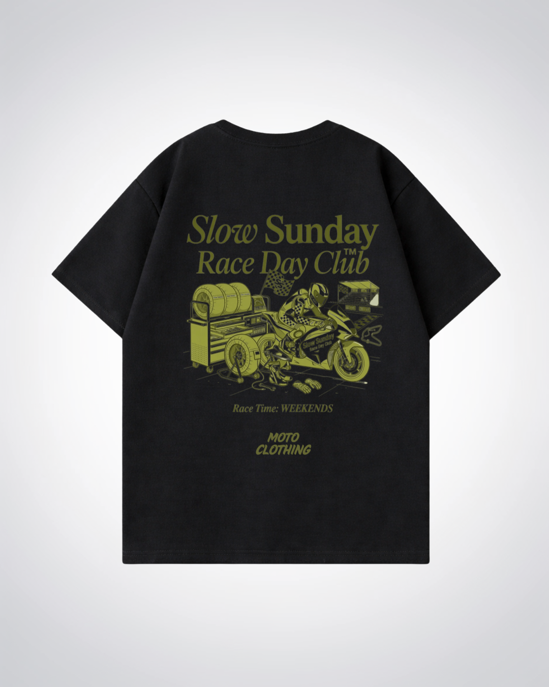 Slow Sunday Race Day Club Oversized Shirt - Black Back (Designed)