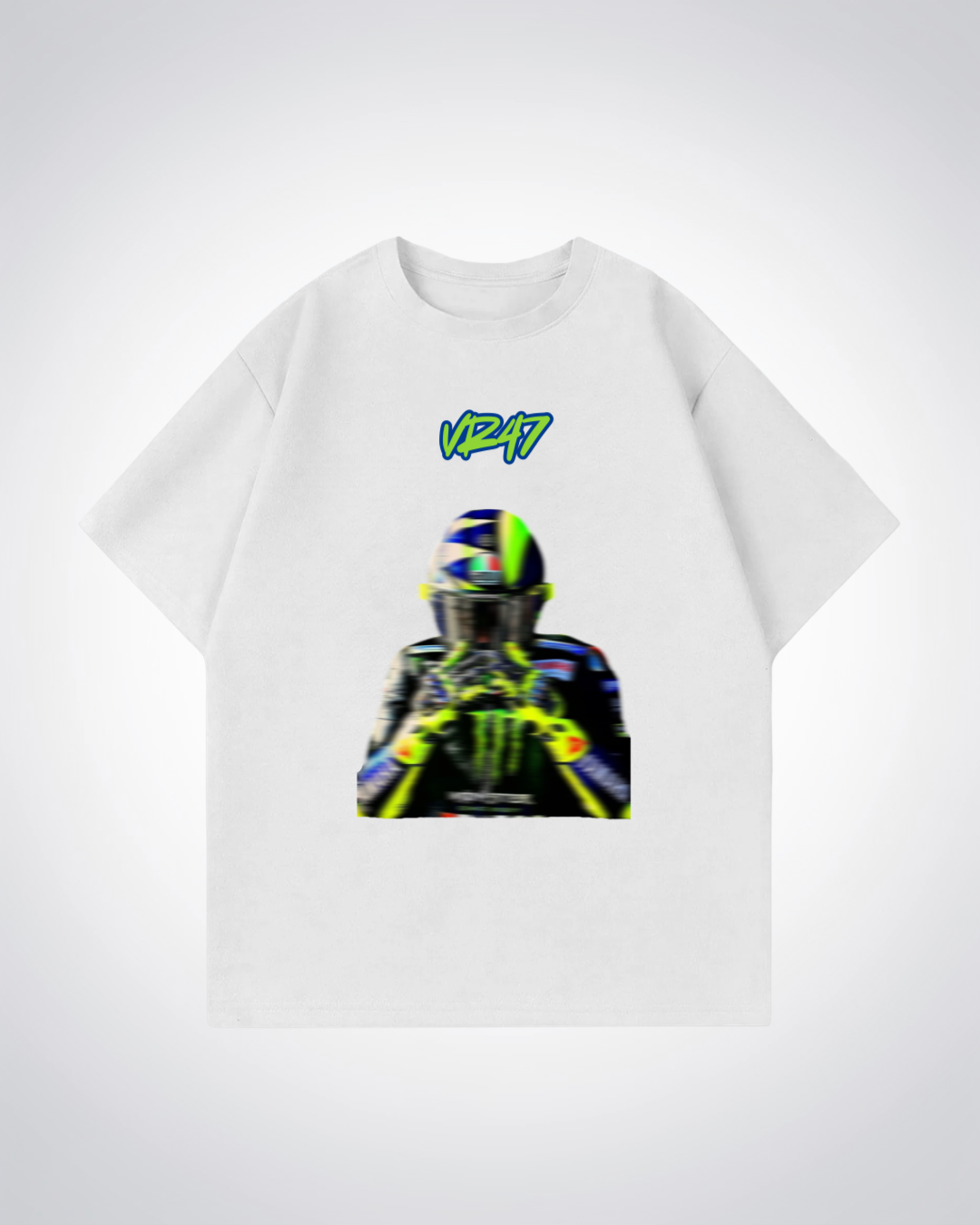 VR47 Blured Oversized Shirt - White Front (Designed)