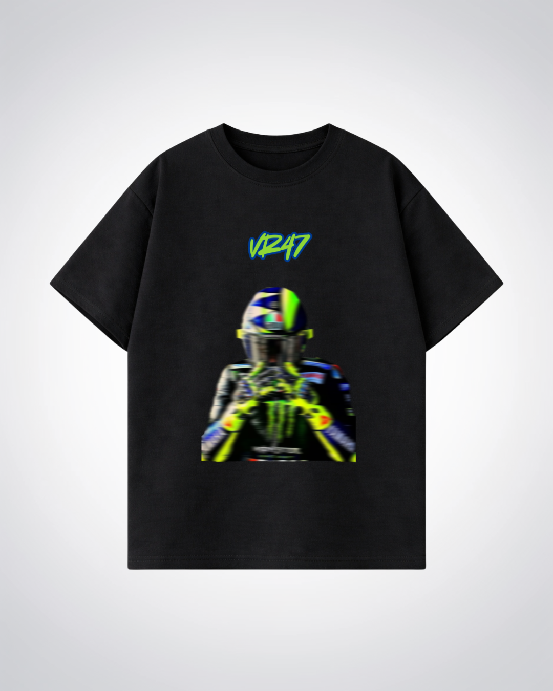 VR47 Blured Oversized Shirt - Black Front (Designed)