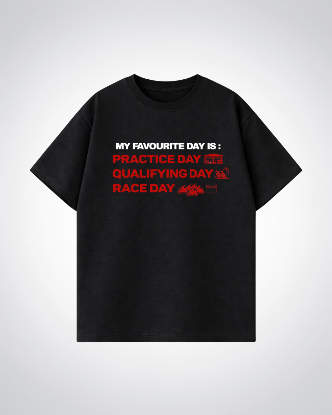 MY favourite Day Oversized Shirt - Black Front (Designed)