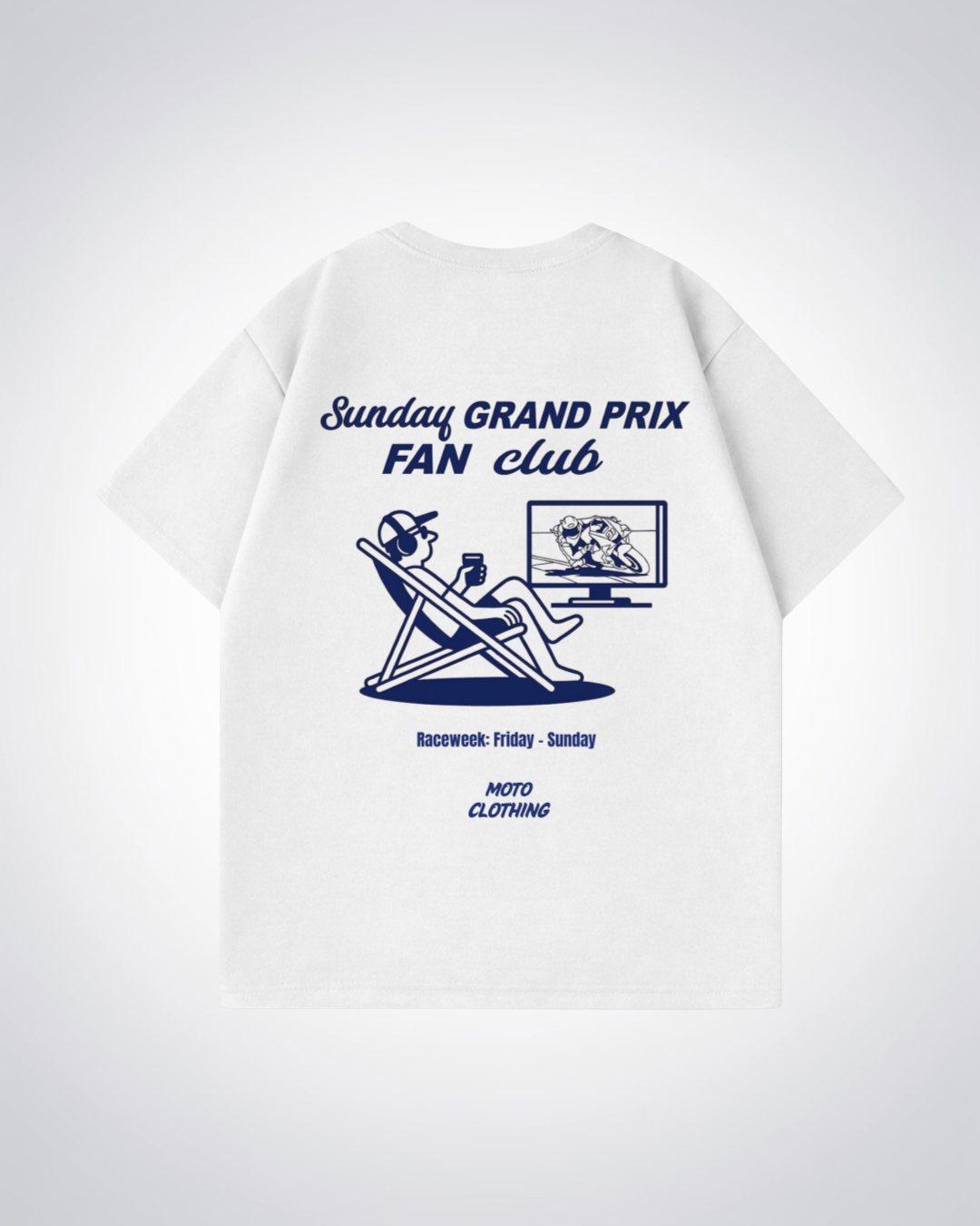 Sunday GP Fan Club Oversized Shirt - White Back (Designed)