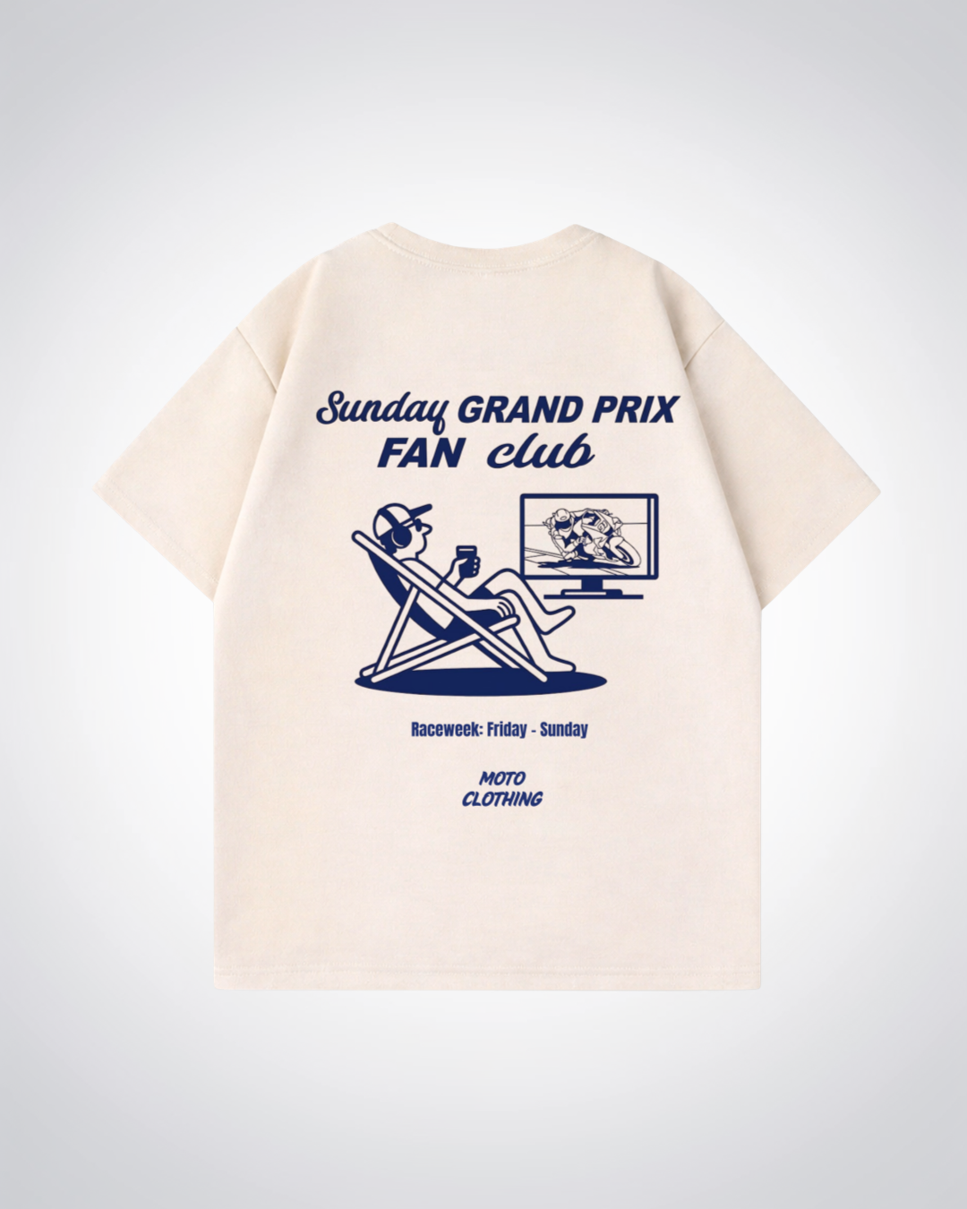 Sunday GP Fan Club Oversized Shirt - Beige Back (Designed)