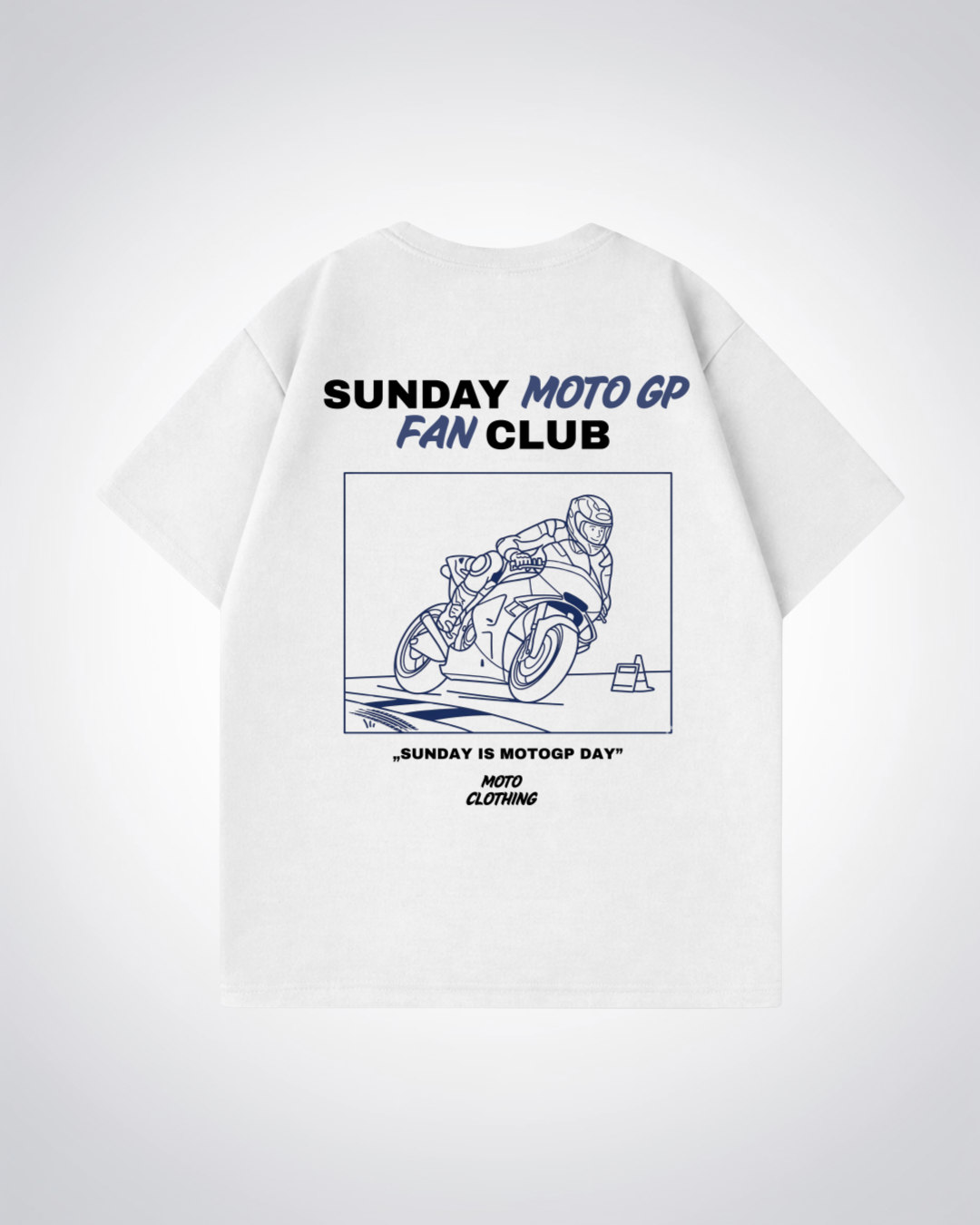 Sunday MotoGP Fan Club Oversized Shirt - White Back (Designed)