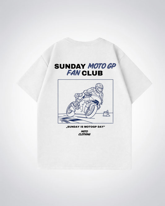 Sunday MotoGP Fan Club Oversized Shirt - White Back (Designed)